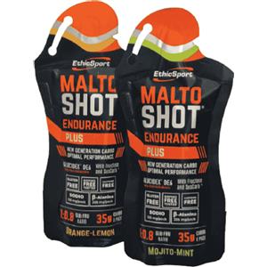 EthicSport MaltoShot Endurance PLUS Gel Energetico 50 ml Arancia-Limone con 35 g di Carboidrati e Senza Caffeina