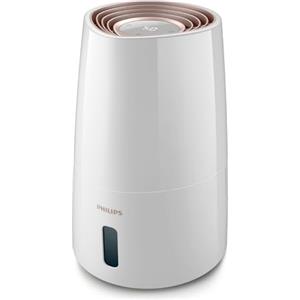 Versuni Philips Umidificatore Serie 3000, 45 m², 99,97% di batteri eliminati (NanoCloud), 300 ml/h, 3 velocità, Modalità Sonno, Ultra silenzioso (33 dB), Sensore, Timer, Serbatoio 3L, Bianco (HU3916/10)