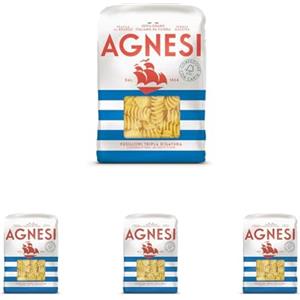 Agnesi Fusilloni Rigati Rigatissime - Pasta di Semola di Grano Duro 100% Italiano, Trafilatura al Bronzo, Confezione in Carta FSC, 500 Grammi (Confezione da 4)
