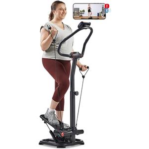 Sunny Health & Fitness SF-S021055 - Stepper con doppia funzione, capacità di 150 kg, con bande di resistenza, risparmio di spazio e basso impatto con app SunnyFit®, connettività migliorata