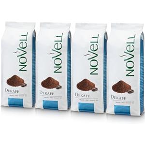 NOVELL - Caffè Macinato Naturale 100% Arabica 1kg | 4 Sacchetti da 250g | Tostatura Media | Decaffeinato | Per Moka e altre caffettiere | Arabica Sostenibile