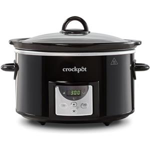 Crock-Pot Pentola per Cottura Lenta, Slow Cooker, 3.5 litri, fino a 4 Persone, Timer Programmabile, Display Digitale, Funzione Keep Warm, 200 W, Ceramica, Nero