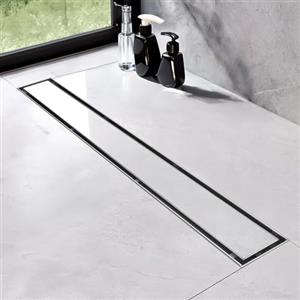 Sudzio Canalina per doccia, 60 cm, piastrellabile, extra piatta, con sifone antiodore e filtro per capelli, set completo