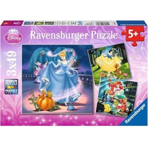 Ravensburger - Puzzle Principesse Disney A, Collezione 3x49, 3 Puzzle da 49 Pezzi, Età Raccomandata 5+ Anni