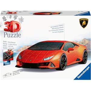 Ravensburger - Puzzle 3D, Lamborghini Huracán Evo Arancione, per Adulti e Bambini 8+ Anni, Idea Regalo, Modellismo Auto, 156 Pezzi, 32 accessori