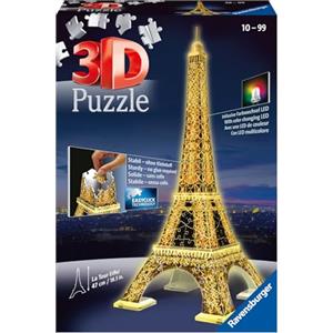 Ravensburger - Puzzle 3D, Tour Eiffel Night Edition con Luce, Parigi, per Adulti e Bambini 10+ Anni, Idea Regalo, 226 Pezzi