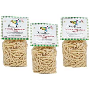 Sicilia Bedda - Pasta Siciliana Trafilata in Bronzo - Busiate Siciliane e Anelletti alla Palermitana - 3 Confezioni da 500 Gr. (Busiata Trapanese Corta)