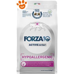 Forza10 Cat Active VetDiet Hypoallergenic - Alimento Completo per Gatti Adulti, 1,5 kg, Monoprotein con Pesce