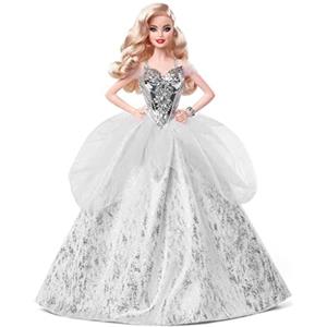 Barbie- Magia delle Feste 2021, Bambola Barbie con Capelli Biondi e Ondulati, Vestito Argentato, da Collezione, Giocattolo per Bambini 6+Anni, GXL18