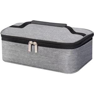 QKEPCY Borsa Frigo Portatile Per Alimenti Con Doppia Cerniera E Manico In Pelle Contenitore Per Trasporto Cibo Isotermico Borsa Termica Per Pranzo Picnic Viaggio Nero 30x20x10 Cm(Grigio)