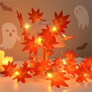 Dalugo Foglie di Acero Luci, 20 LED Halloween Ghirlanda di Luci batteria con 6h timer, Foglie Autunnali Luci per la decorazione di Halloween, decorazione autunno, Ringraziamento, Natale