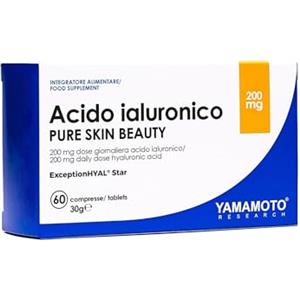 YAMAMOTO RESEARCH, Acido Ialuronico Pure Skin Beauty, 60 compresse, Migliora l'elasticità della pelle, Riduce le rughe, Stimola la produzione di collagene per un effetto lifting naturale, Slow-age
