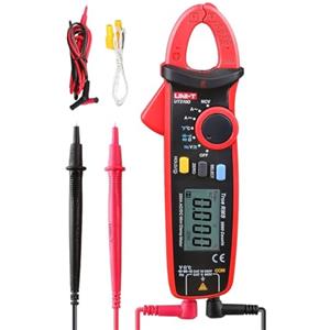 UNI-T UT210D Pinza Amperometrica Digitale 200A AC/DC, 600V AC/DC, Misuratore di Temperatura e Capacità, Gamma Automatica