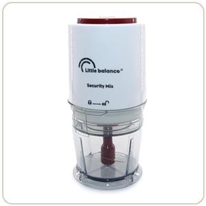 LITTLE BALANCE 8699 Security Mix, Mini tritatutto elettrico, Mini frullatore, Ciotola da 250 ml, Lame di titanio, 200 W, Bianco/Rosso