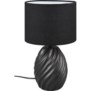 RL LIVE YOUR LIGHT Reality Leuchten Lampe de table MELVA R51771032, Base Céramique Noir mat, Abat-jour Tissu Noir, excl. 1x E14