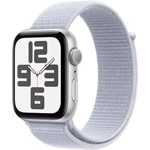 Apple Watch SE (2ª gen.) GPS 44 mm Smartwatch con cassa in alluminio Argento e cinturino Sport Loop Nuvola azzurra. Tracker per fitness e sonno, app Battito, Rilevamento incidenti, Carbon Neutral