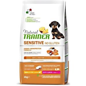 Trainer Natural Cibo per Cani Puppy & Junior Small & Toy con Salmone - 2kg, Senza Glutine e Ricco di Nutrienti