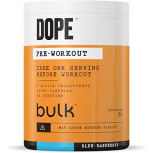 Bulk Dope Pre-Workout, Fragola e Lime, Integratore Alimentare Polvere, Energy Drink Con Beta Alanina, Creatina, Caffeina, Arganina (AAKG), Citrullina, Taurina, Vitamina B6, 510 g, 30 Porzioni