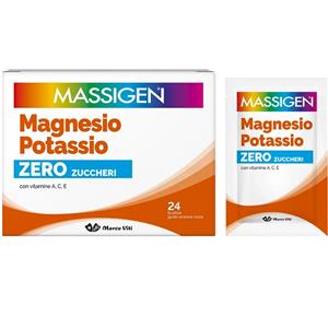 Massigen Magnesio e Potassio Zero Zuccheri Integratore con Vitamine, 24 bustine