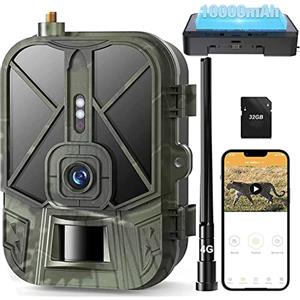 YTLJJ Fotocamera Caccia 4G 4K 36MP con Batteria al Litio da 10000 mAh, Fototrappola Notturna Infrarossi Invisibili sim Telefonica Invio Foto con App, per la Monitoraggio della Fauna Selvatica