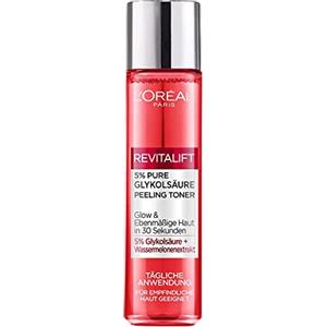 L'Oreal Paris L'Oréal Paris Toner esfoliante con acido glicolico al 5% per un bagliore radioso, toner per il viso per uno scrub delicato e macchie di pigmento temperate, toner esfoliante Revitalift, 1 X 180 ml