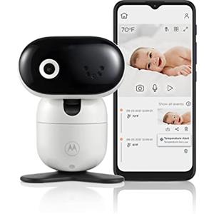 Motorola Nursery CON PIP1010 Baby Monitor con Telecamera, Panoramica, Inclinazione, Zoom, Visione Notturna, Montaggio a Parete, App Motorola Nursery, Comunicazione Bidirezionale e Ninne Nanne, Bianco