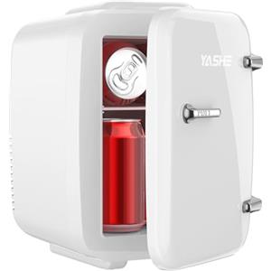 YASHE Mini frigo da camera, 4L frigorifero piccolo per la cura della pelle, 220V CA/12V CC, termoelettrico e scaldino per bevande, ufficio, dormitorio, auto, bianco