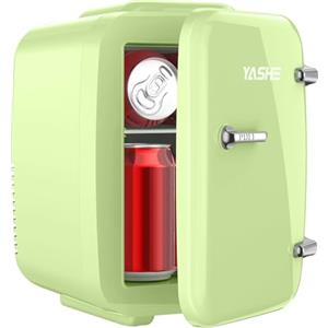 YASHE Mini frigo da camera, 4L frigorifero piccolo per la cura della pelle, 220V CA/12V CC, termoelettrico e scaldino per bevande, ufficio, dormitorio, auto, Verde