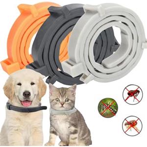 SCOBUTY Collare Antiparassitario per Gatti,Collare Antipulci Gatto,Collare Antipulci Cane Piccola,Naturale Regolabile Impermeabile Protezione Collare Antipulci e Zecche per Gatti (Nero+Grigio+Giallo, S)