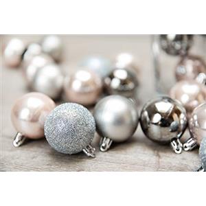 Heitmann Deco Set di 30 palline per albero di Natale, in plastica, tortora/argento/marrone