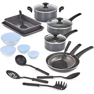 BELLA 17251 - Set di 21 pezzi Cook Bake and Store Kitchen Essentials, in acciaio inox 18/8, in ghisa, colore: nero