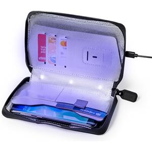 noTrash2003 Sterilizzatore disinfettante UV per smartphone, carte di credito, Earpods, chiave con chiusura lampo, custodia in poliestere con blocco RFID e 2 modalità di sterilizzazione, uccide i batteri dal