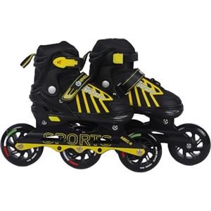 Endless EL1031 Pattini regolabili in linea, taglia piccola, 29 EUR (UK 11,5) - 33 EUR (UK 2) da 3 a 6 anni, colore giallo, telaio in alluminio e tre ruote da 100 mm, con cuscinetti ABEC 9, per interni