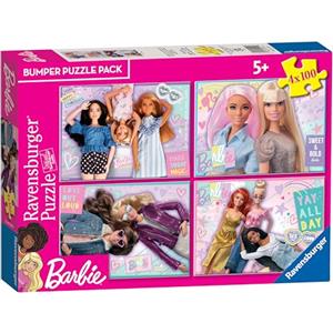 Ravensburger - Puzzle Barbie, Collezione Bumper Pack 4X100, 4 Puzzle da 100 Pezzi, Età Raccomandata 5+ Anni