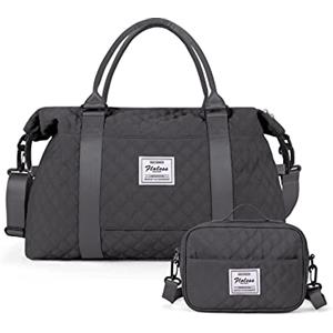 HYC00 Borse da viaggio Donna Uomo Borsa da Viaggio per il fine settimana Borsa da Palestra con Porta Scarpe e Borsa da Toilette,Borsone da Viaggio Borsa Sportiva Borsa per Ospedale,Grigio Scuro