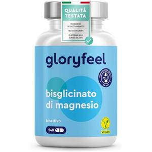 Gloryfeel Magnesio Bisglicinato, 400mg Magnesio Elementare per Dose Giornaliera, Scorta 2 Mesi, Alto Dosaggio, Magnesio Chelato Digeribile ad Alta Biodisponibilità, 100% Vegan