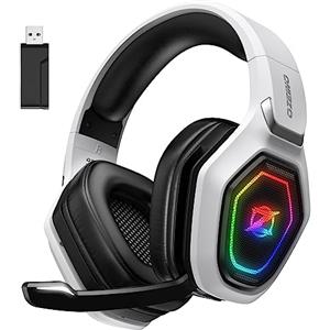 Ozeino Cuffie Gaming Wireless per PC/Ps5/Ps4, 2,4GHz Wireless+5.3 Bluetooth, Cuffie Wireless con Microfono 7.1 Qualità Audio Senza Perdita di Bassa Latenza, Durata di Oltre 30+ Ore