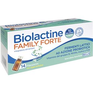 SELLA Biolactine Family Forte - Integratore di Fermenti Lattici con 10 Miliardi di Probiotici in 14 Flaconcini da 9 ml