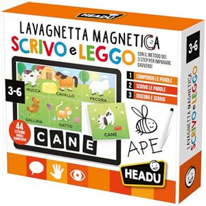 Headu - Lavagnetta Magnetica Scrivo e Leggo - Con il Metodo dei 3 Step per Imparare Davvero! Gioco Educativo Per Bambini 3-6 Anni, Imparare a Scrivere e a Leggere, Made In Italy