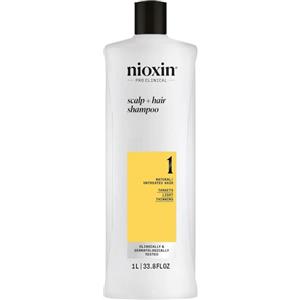 Nioxin System 1 - Shampoo Fortificante per Capelli Naturali Sottili - 1.000 ml con Biotina e Niacinamide