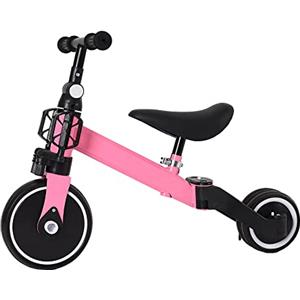 HUOLE Bici senza Pedali con 25 kg di Carico, Triciclo Bambini -bici multifunzionale 4in1 per le bambine e i bambini (massimo carico 25kg). I pedali sono rimovibili-2 in 1 (rosa)