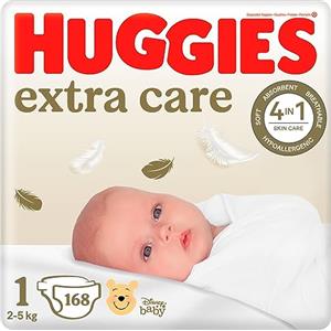 Huggies Extra Care Pannolini Taglia 1, (2-5 kg) 168 pezzi