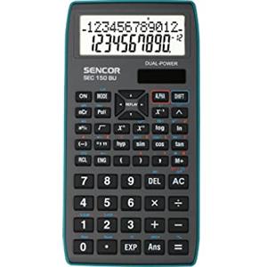 Sencor SEC 150 BU calcolatrice scolastica, 240 funzioni scientifiche, display LCD a due righe, visualizzazione di 12 caratteri alfanumerici e 10 + 2 cifre, funzione di navigazione di calcolo,