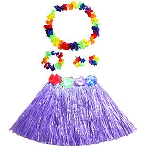 duoyif Festa Hula Hawaiana, Hawaiian Erba Hula Gonna, Gonna Hula per Cheerleading/Feste a Tema/Feste di Matrimonio/Feste di Compleanno/Halloween e Carnevale/Festa Estiva/Beach Party, 40cm (Viola)