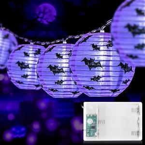 Bigzom Luci fatate di decorazione di Halloween, 6M 20 LED viola Bat Lanterna luci stringa Indoor a batteria luci stringa di Halloween per interni per Halloweenarty Supplies