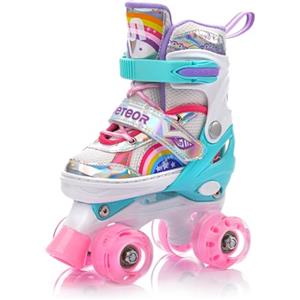 meteor Pattini a rotelle discoteca skate - Roller Parallel 4 ruote - Pattini da pattinaggio in quad per bambini Adolescenti e adulti - Taglia regolabile