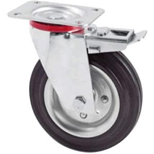 eacommerce Ruote piroettanti industriali rotelle Piene Girevoli con Piastra per Carrelli Banchi da Lavoro Mobili (Ruota Con Freno, 125 mm)