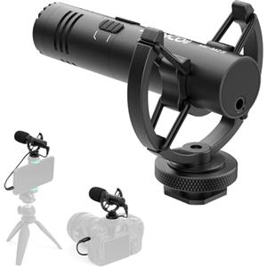 Moman Microfono Direzionale per Video Social Esterno-Microfono-DSLR 3,5 mm Mini Microfono Shotgun VideoMic con Low Cut Filter Reflex per Canon Nikon Sony Panasonic Telefono Smartphone Videocamera M2S