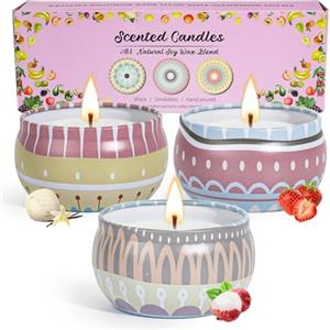 YINUO LIGHT Candele Profumate, Confezione da 3 Regalo Set per Donne Candele di Soia per la Casa Profumata Regalo per Lei Compleanno Anniversario Festa Della Mamma Aromaterapia Yoga Bagno Confezione Regalo