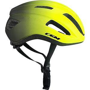 CGM Casco Bici, 851G CENTRO URBAN Giallo fluo Nero opaco, M (55-58cm)